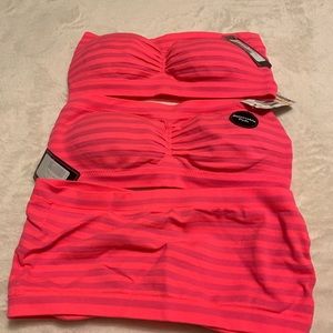 NWT 3 JuneBandeau S-M Pink Striped